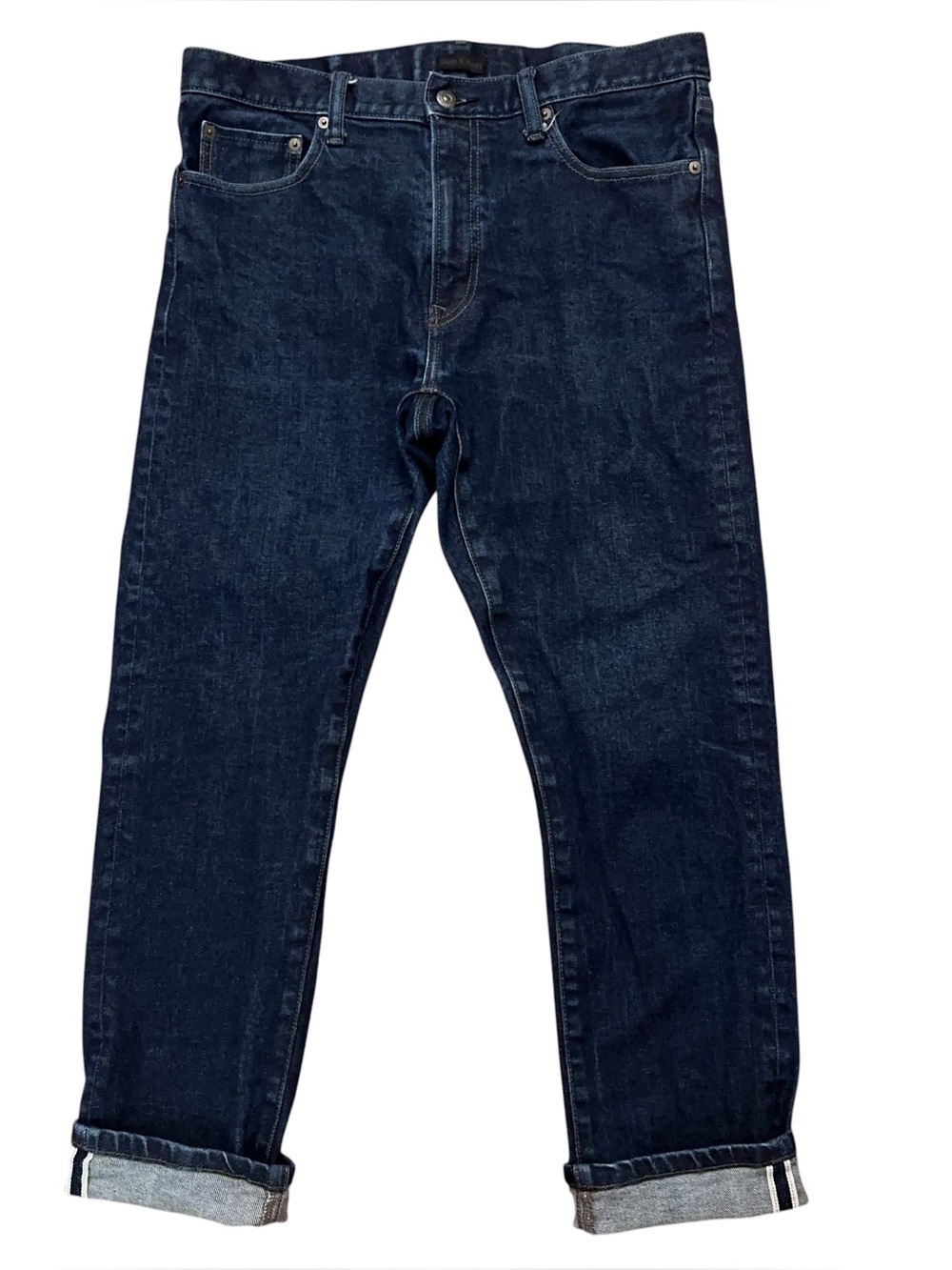 Uniqlo Jeans Mens 34x34 (Fits 34x28) Japanese Selvedge Denim Slim Stretch Blue